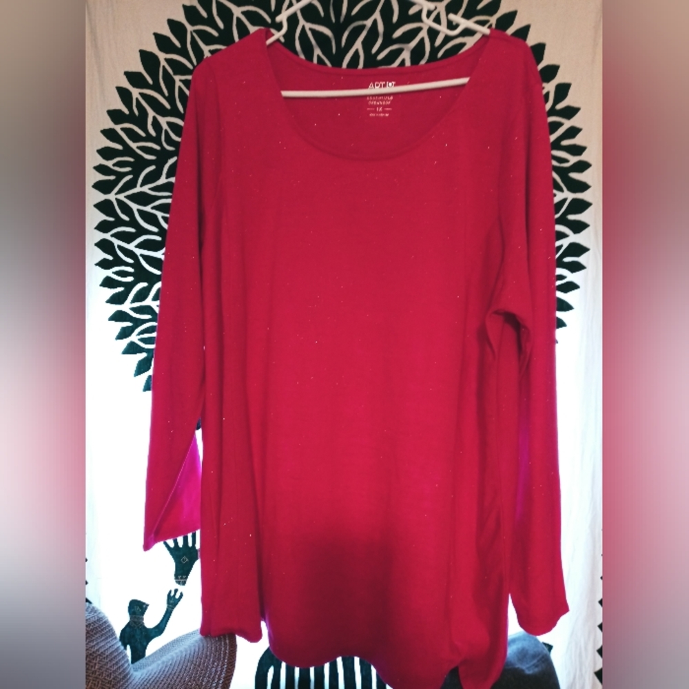 Apt. 9 crew neck 1X top. Magenta pink.